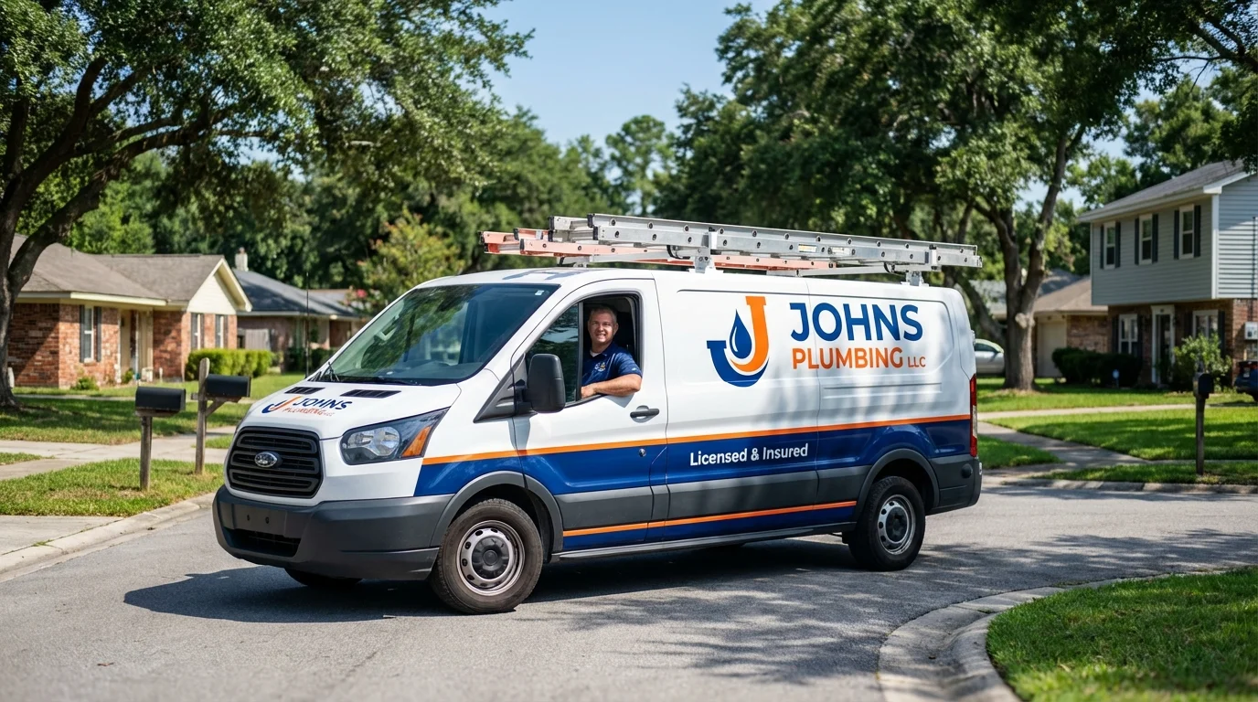 Johns Plumbing LLC service van in Suamico, WI