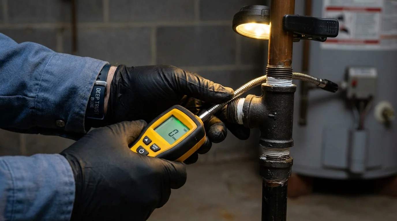Gas leak detection with electronic sniffer by Johns Plumbing LLC in Suamico