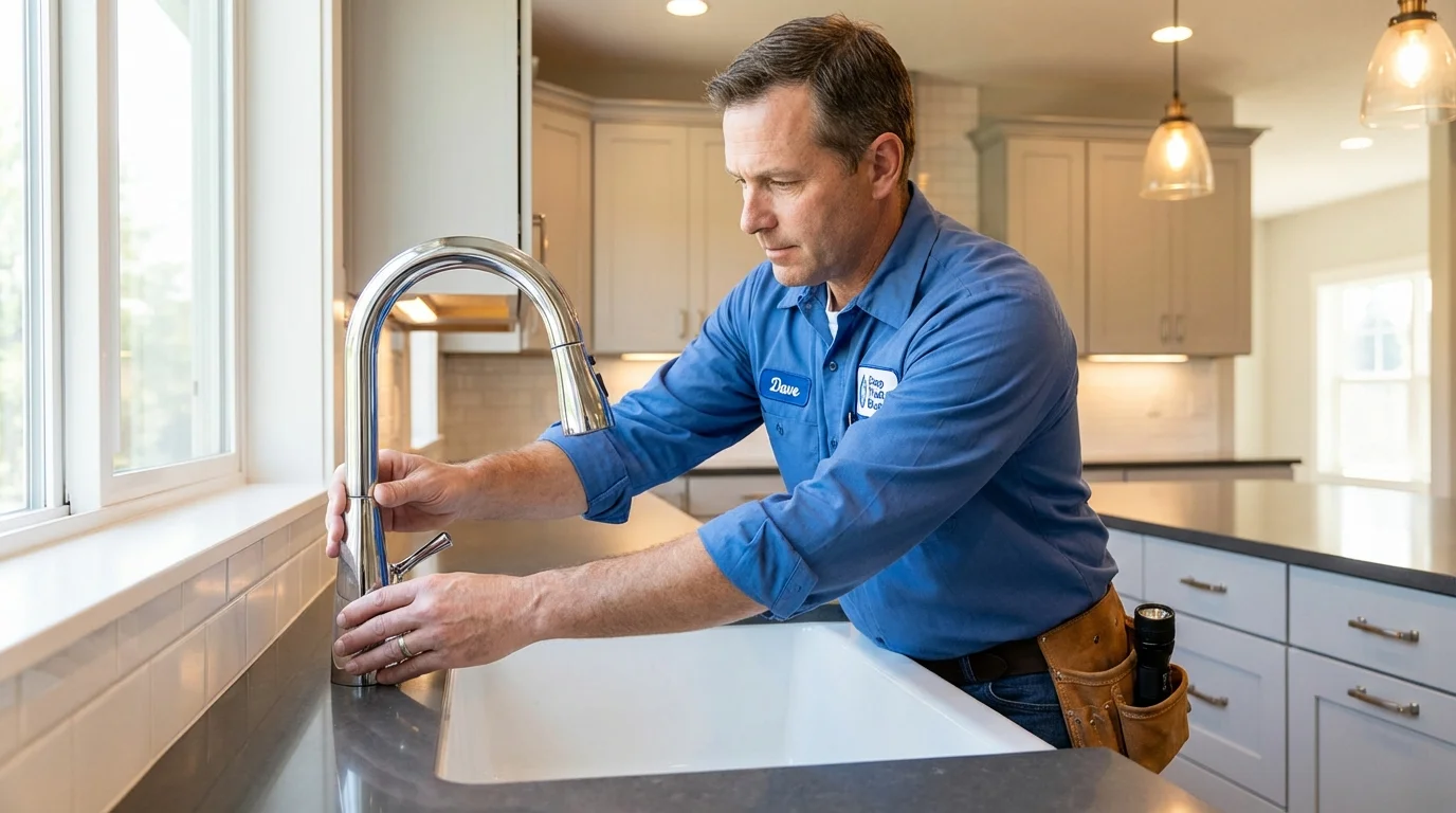 Kitchen faucet installation by Johns Plumbing LLC in Suamico