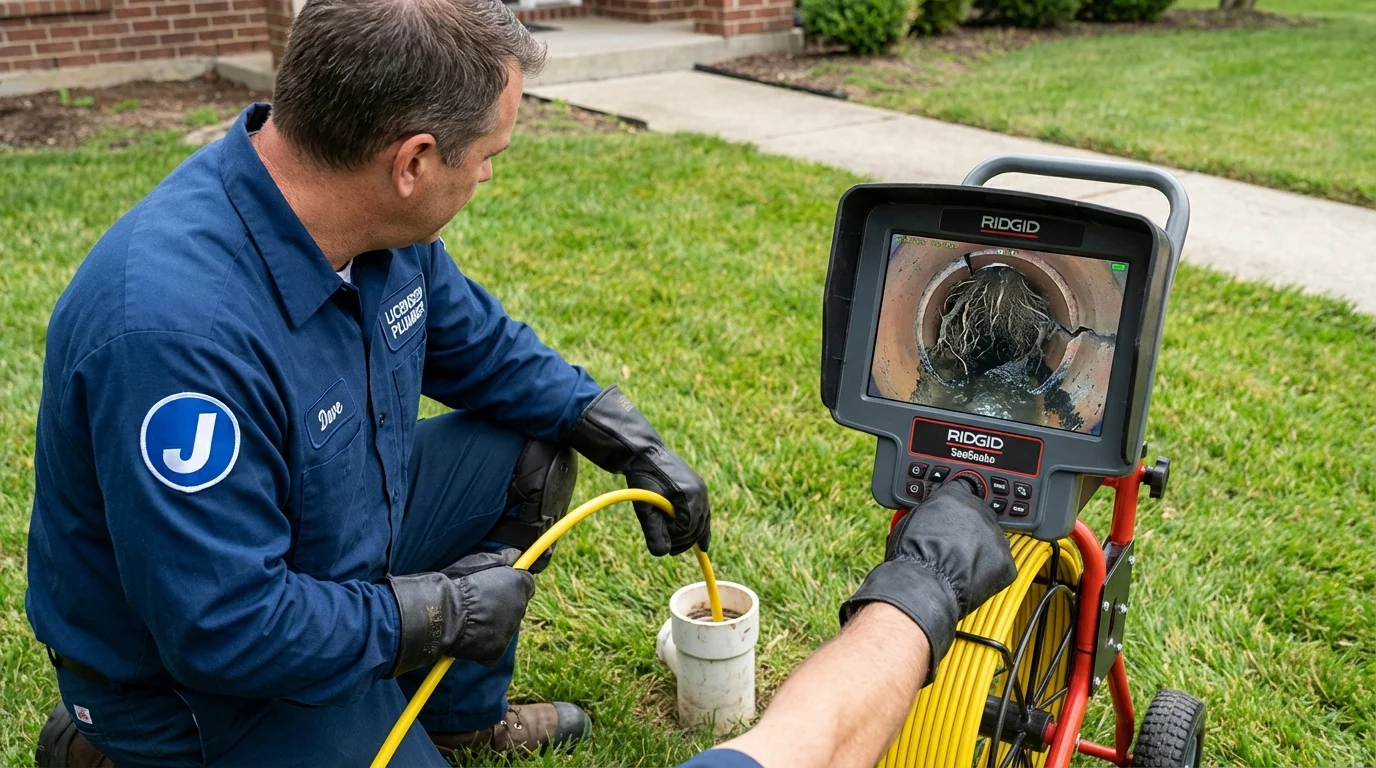 Sewer camera inspection being performed by Johns Plumbing LLC in Suamico